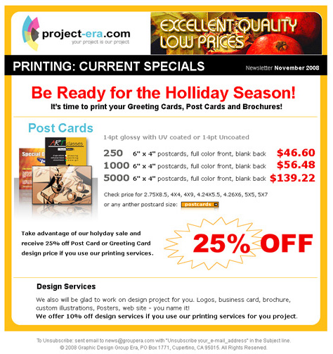 Email newsletter design