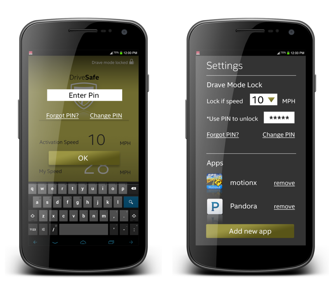 McAfee DriveSafe Mockups